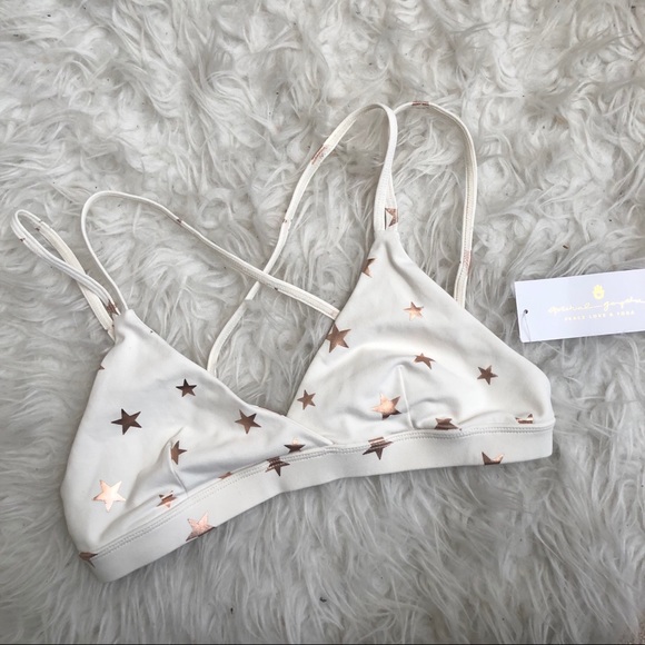Spiritual Gangster Other - NWT Spiritual Gangster white rose gold stars bra